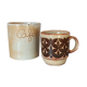 Coffee pot and mug cup in sandstone