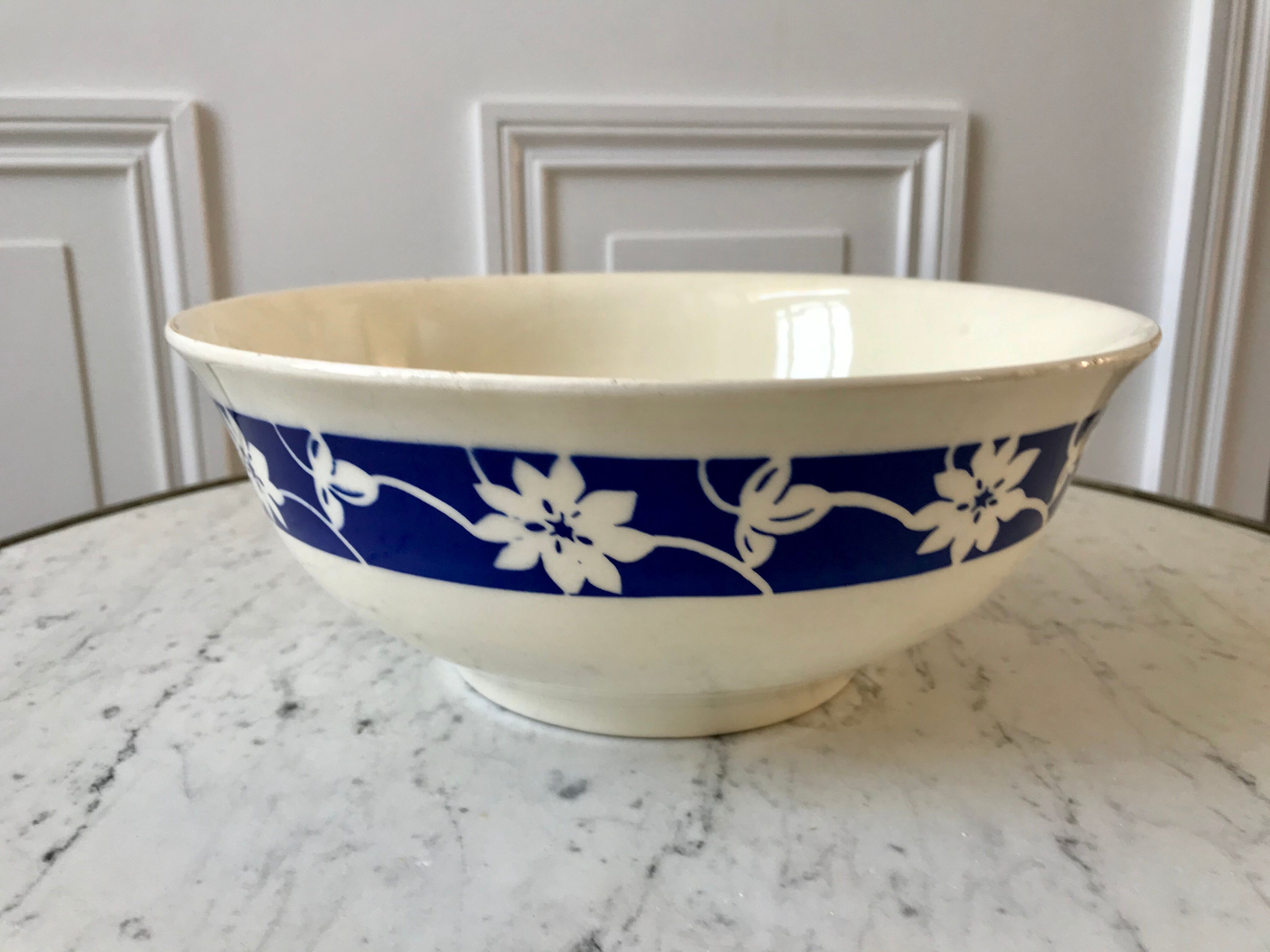 Salad bowl Badonviller blue klein 30s