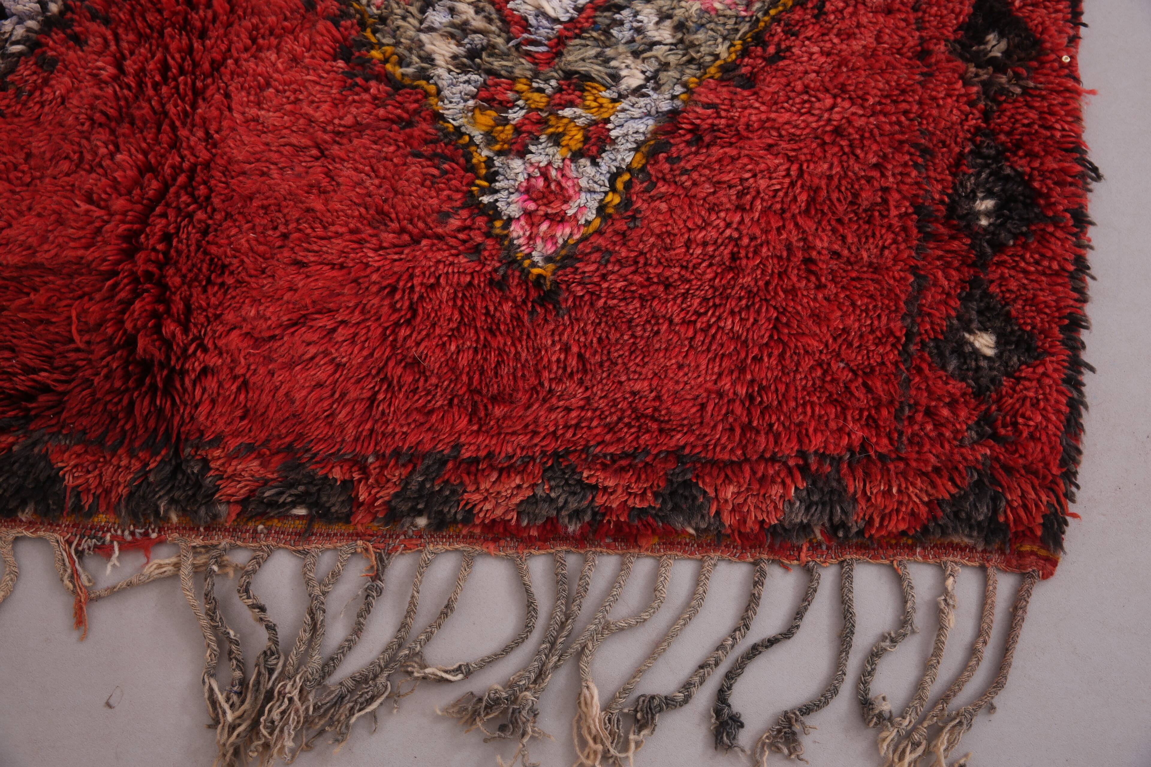 Burgundy Vintage Moroccan Rug 160 x 350 cm - Berber Wool Rug - Handmade rug