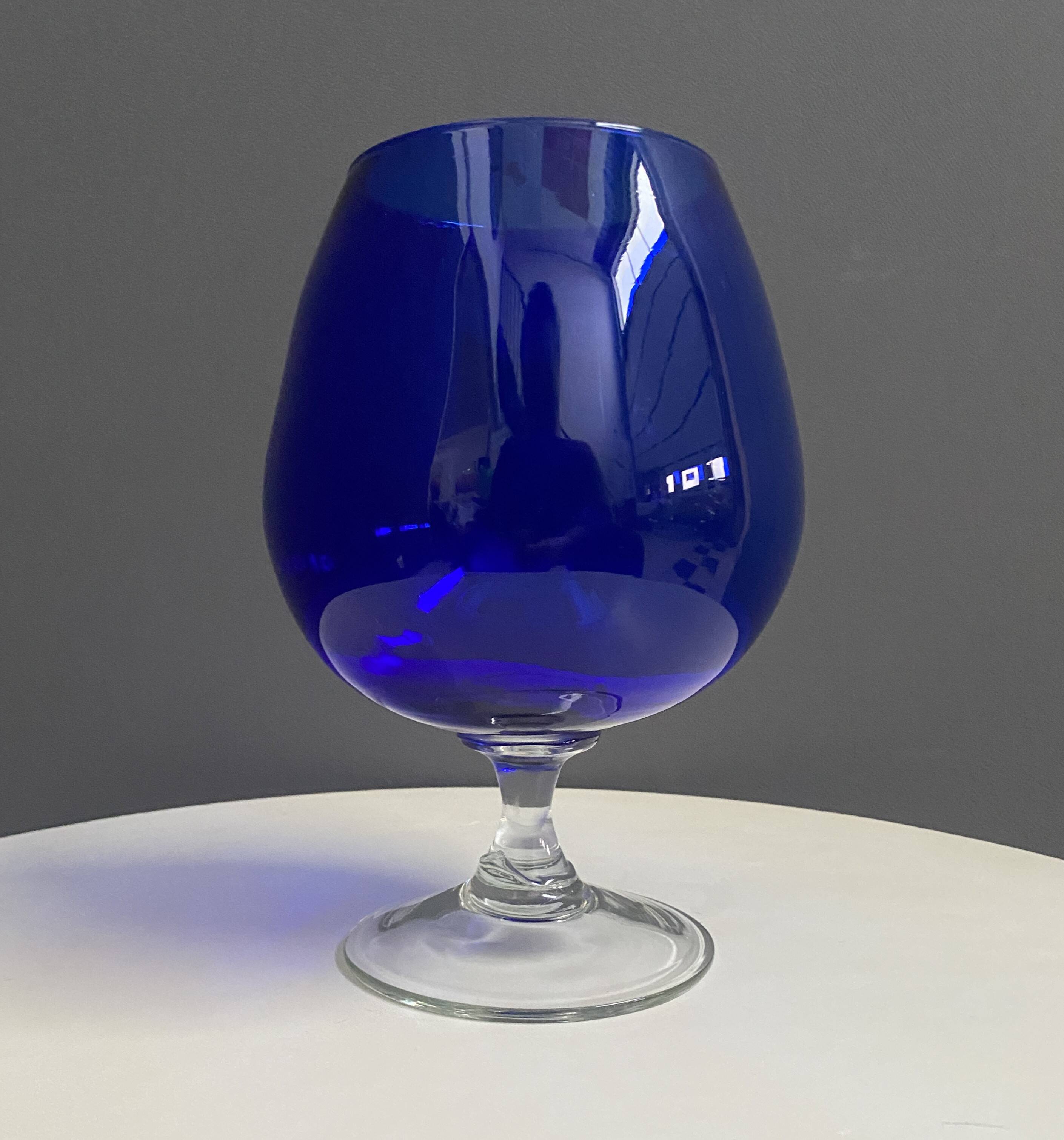 Empoli dark blue large glass shape vase 1960s