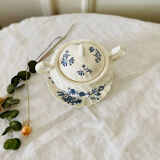 Old English porcelain sugar bowl Myott Staffordshire blue exotic birds decor