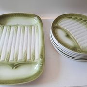 Asparagus service in green earthenware Moulin des Loups Orchies
