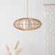 Vintage pendant lamp with oval rattan lampshade