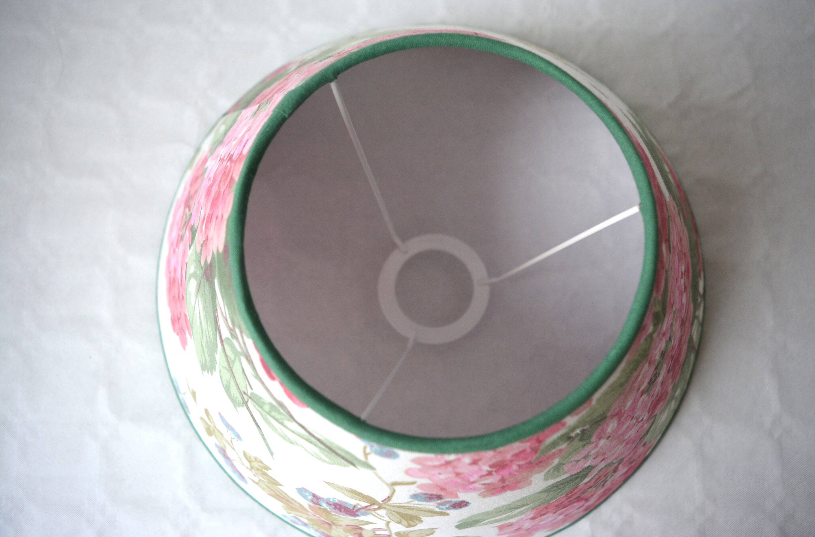 Abat-jour tissu vintage anglais Hortensias