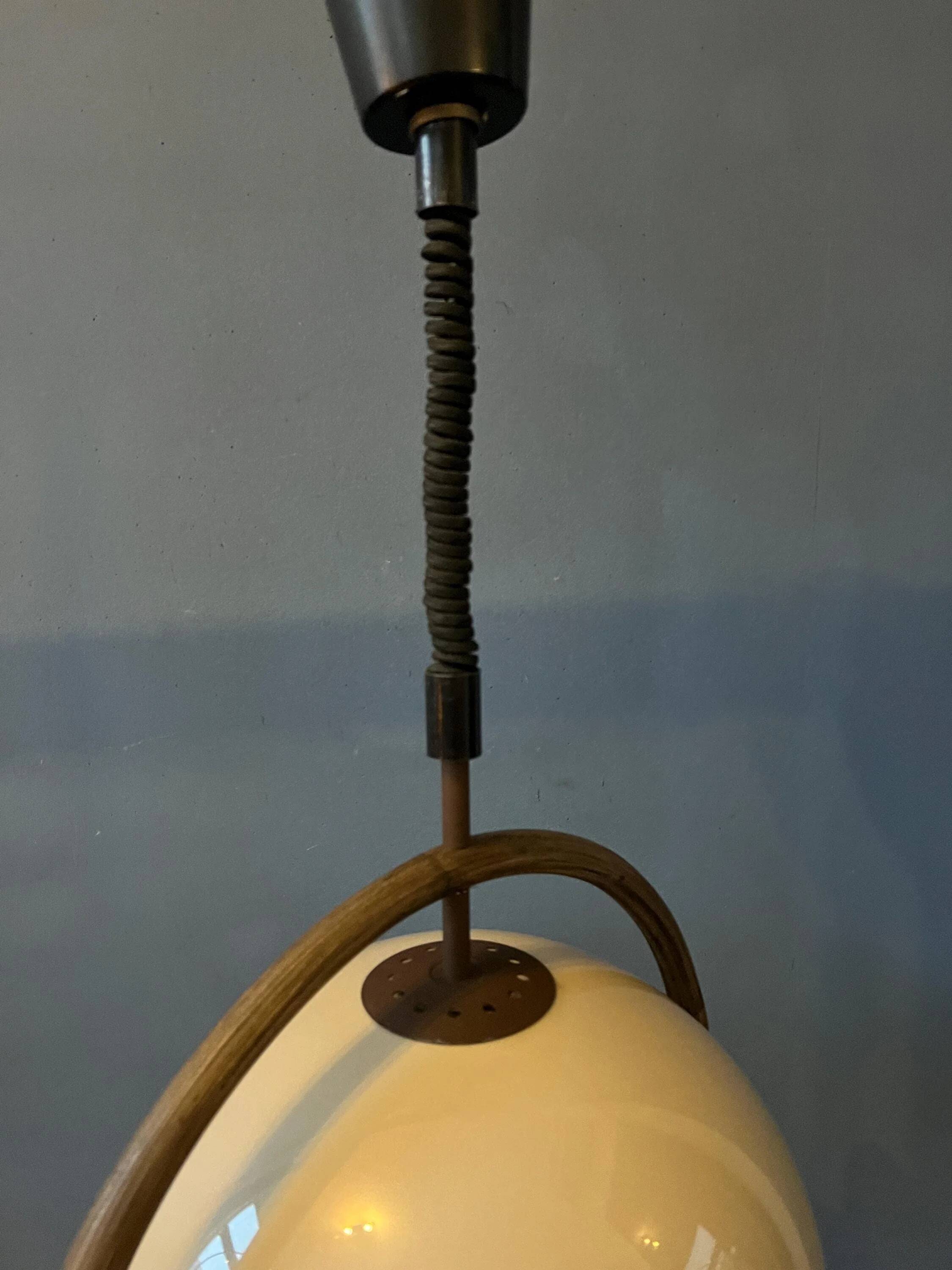 Space Age mushroom pendant light in bamboo Dijkstra Mid Century