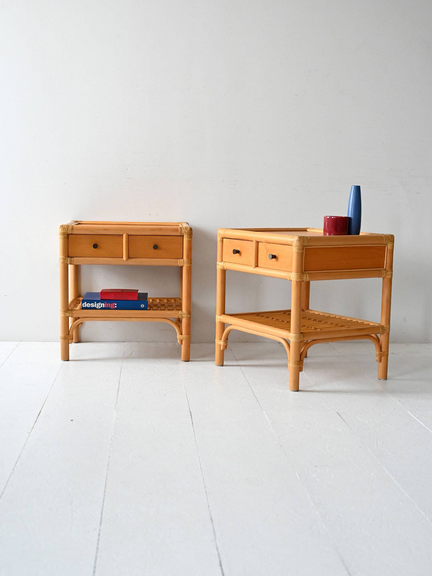 Pair of DUX Scandinavian Nightstands in Bamboo