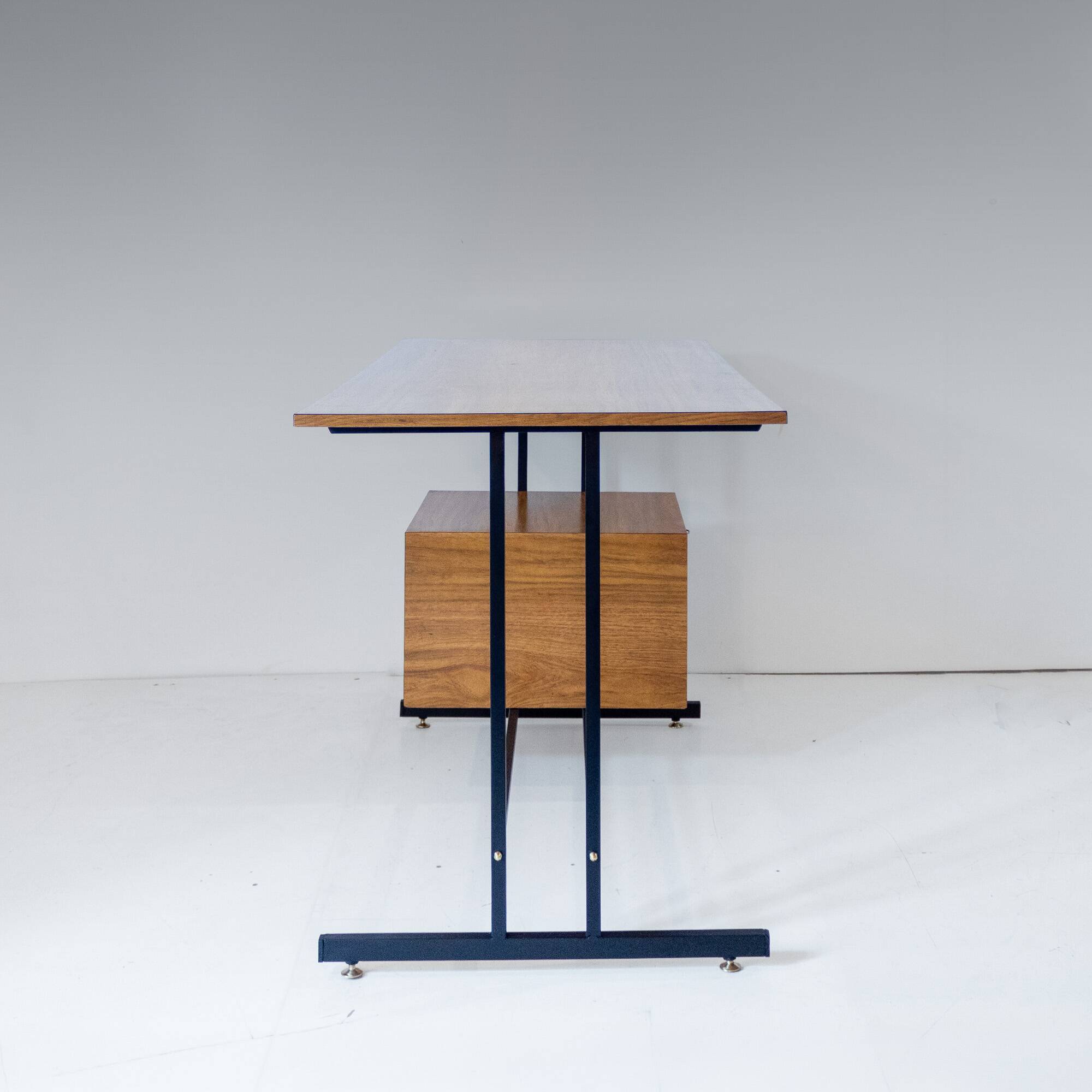Mid- Century Modern Writing Desk, Brass and Metal, Italy 1960s