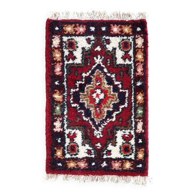 Tapis vintage du Moyen-Orient Hamadan fait main en laine – 40 x 59 cm