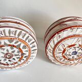 Handcrafted terracotta wall lamp enamelled bordeaux center