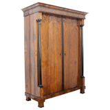 Biedermeier Armoire, Walnut Veneer and Full Columns, Austria, circa 1820