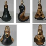 Cracked ceramic and gold lamp foot (signed DA)