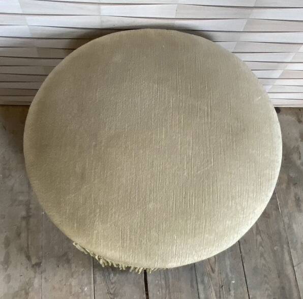 Vintage pouf, velvet, pale green, 50s