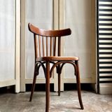 Chaise bistrot en bois foncé et noir