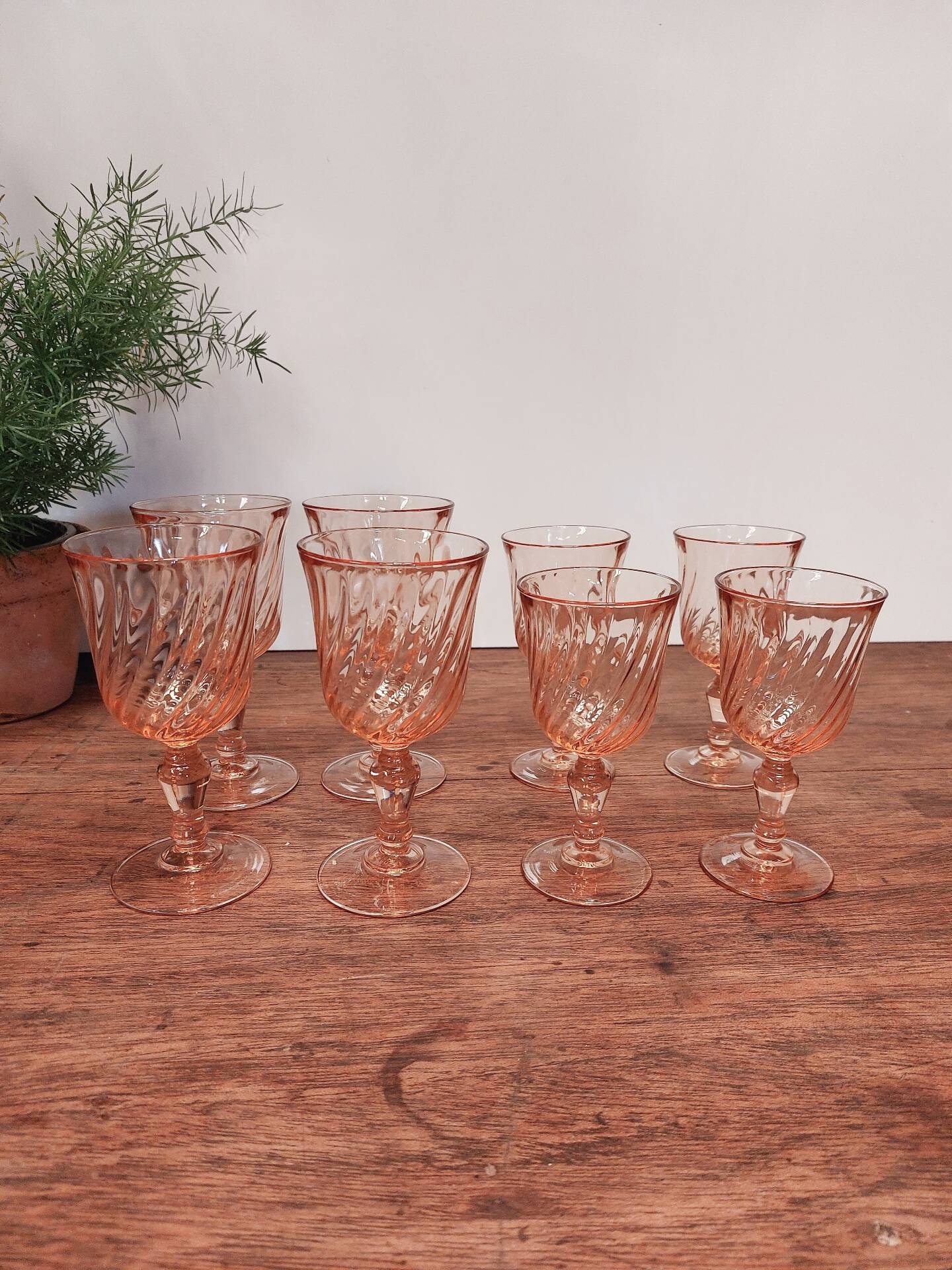 Lot de 8 verres vintage Rosaline