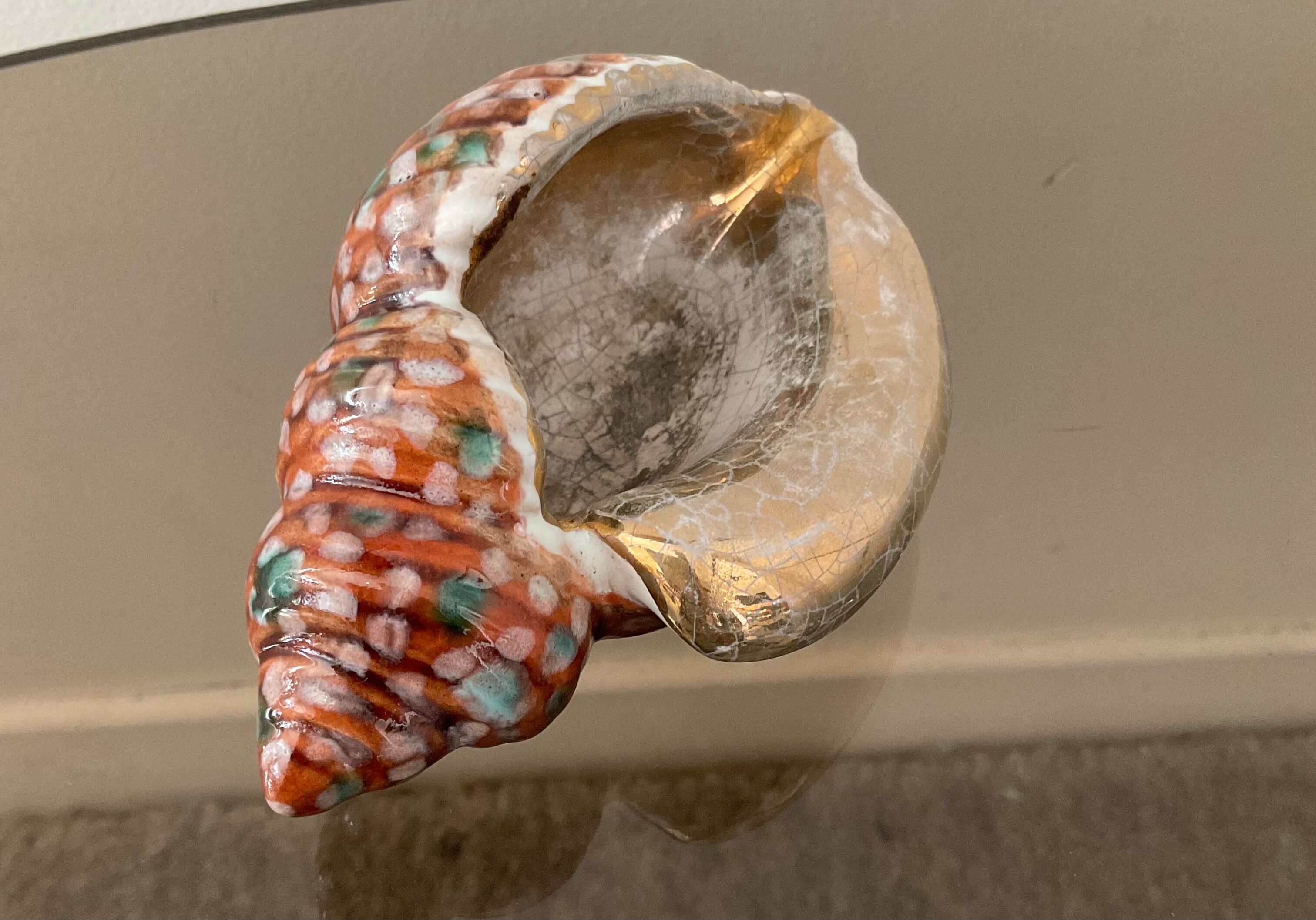 Empty pocket Vallauris vintage ceramic shell signed