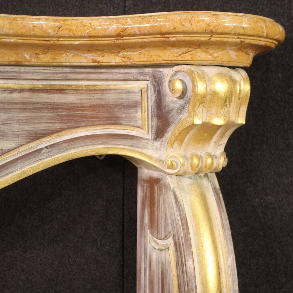 Cheminée Italienne En Bois Peint Et Doré