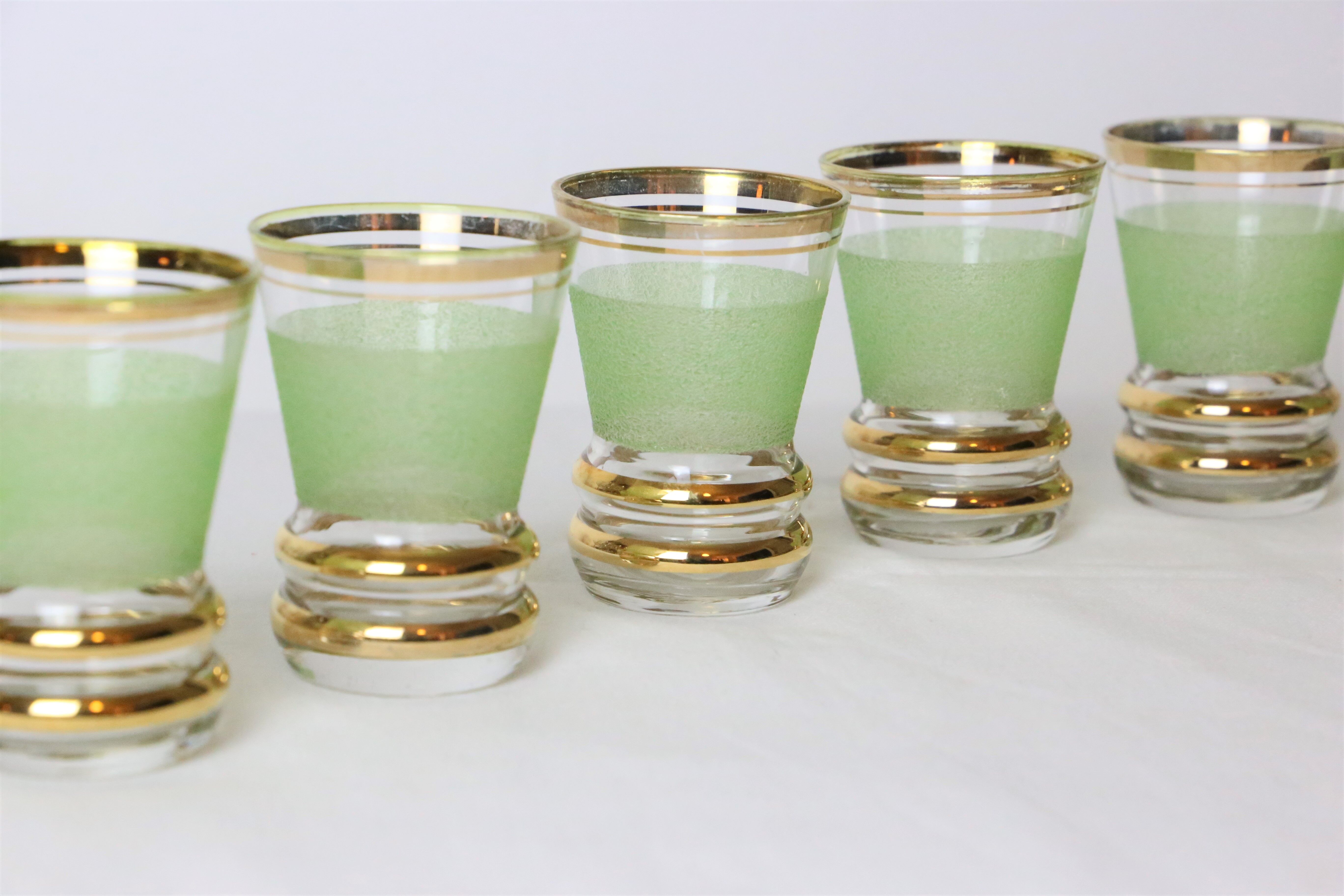 Set of 6 vintage glasses, granite and gold, vintage, authentic, 70s