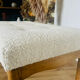 Oak bench, white fabric