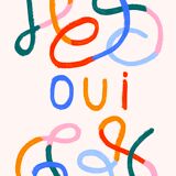 Affiche imprimée en qualité giclée avec illustration abstrait et le mot OUI