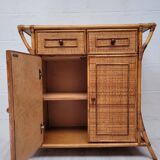 Buffet, commode en bambou et rotin, années 60