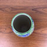 Italian San Marino Titano Vase, Green and Blue Floral Pattern, MCM