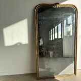 Large gilded mirror 19th century rounded corners mercury glass Louis XVI style