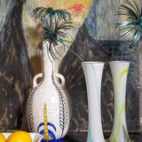 Duo of makora blown glass soliflores (krosno, poland) 1970s