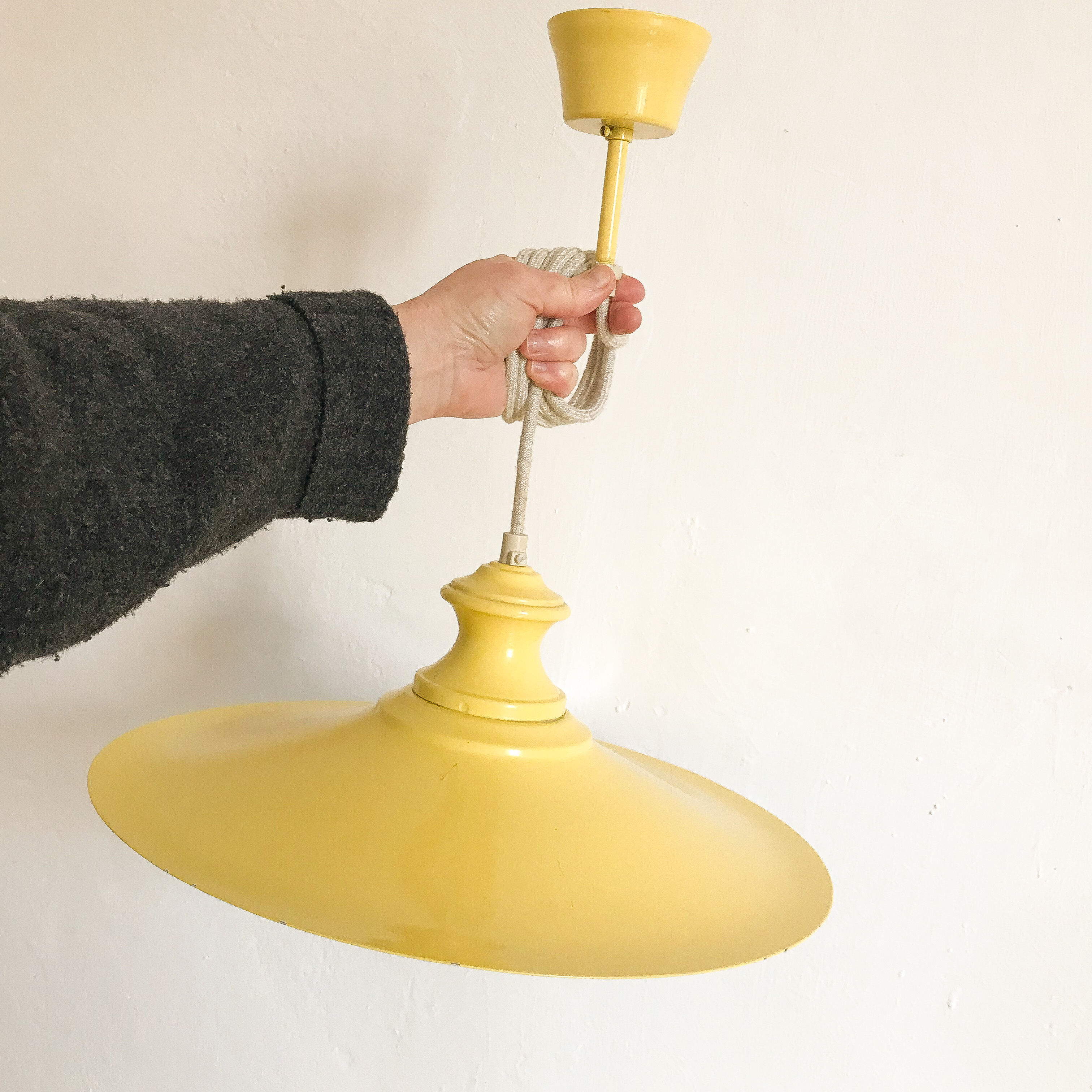 Vintage pendant lamp yellow metal