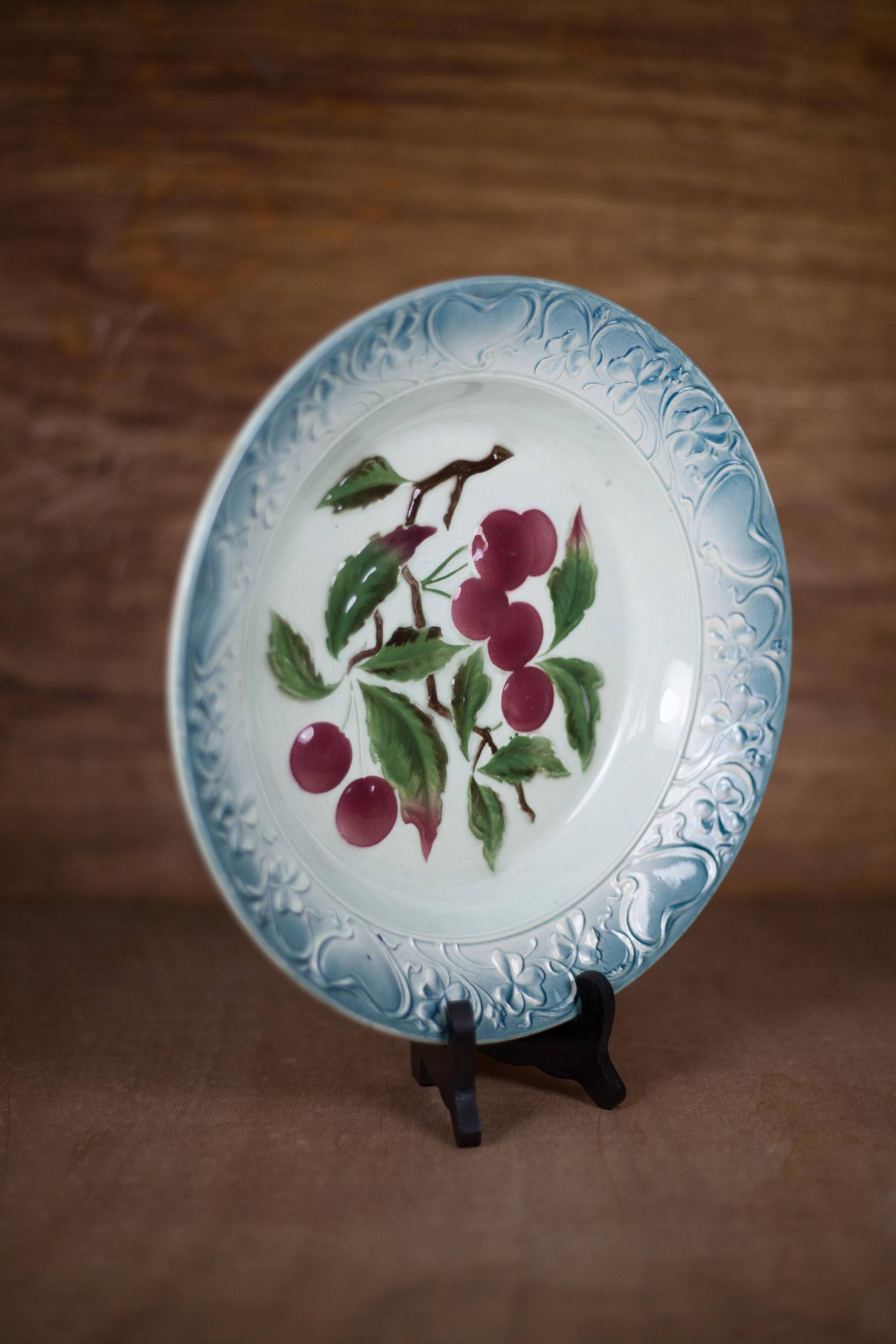 Vintage porcelain dish, slip dish, fruit motif dish, collection, tableware