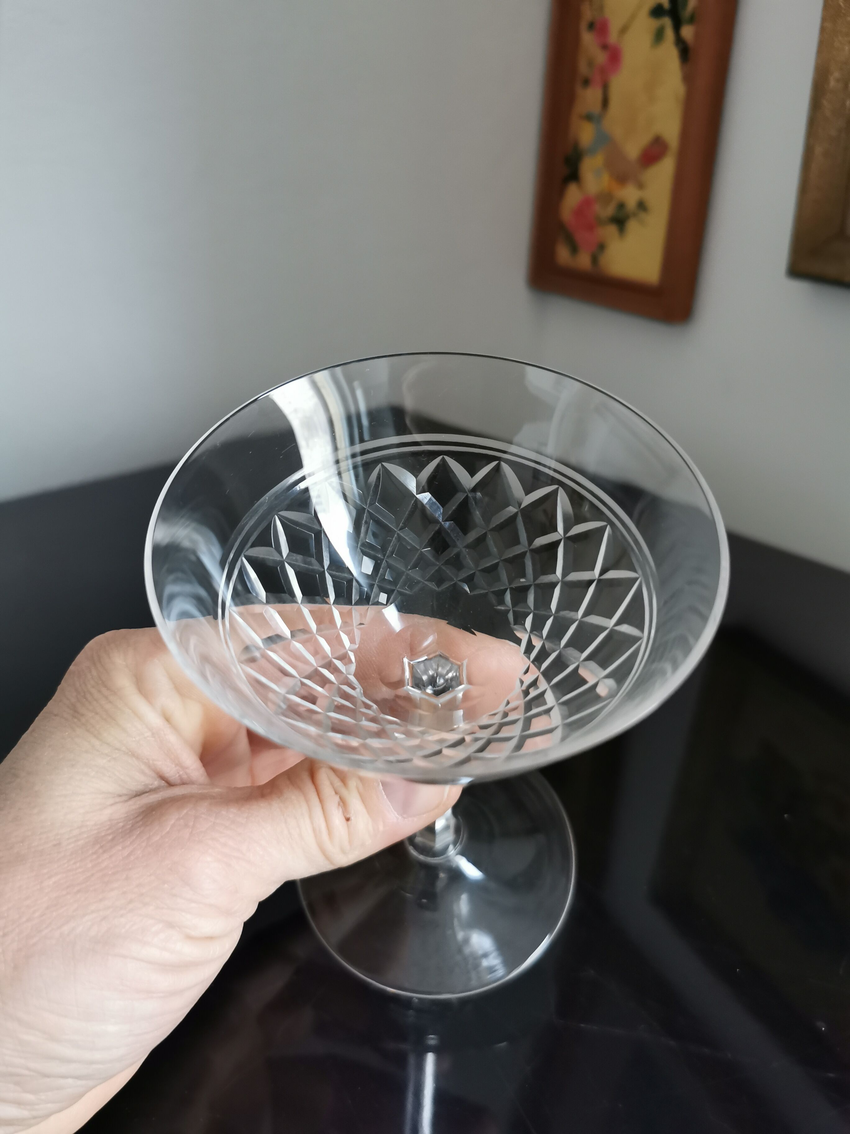 12 coupes cristal gravé vintage