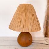 Wooden and raffia lamp