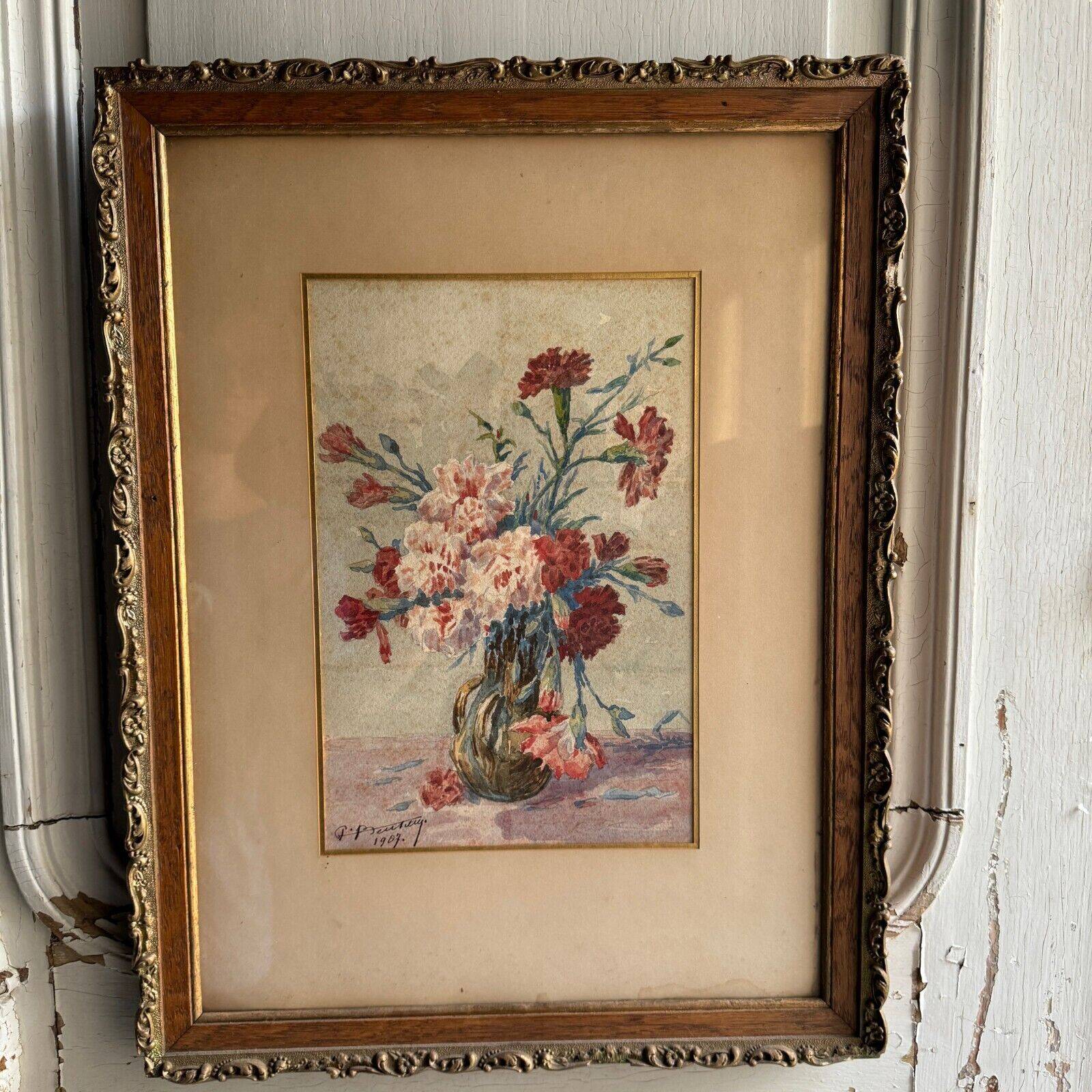 Watercolor on paper still life bouquet of flowers by Beutizzy 1907