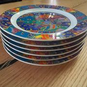6 SO FRENCH designer plates, Galion decor