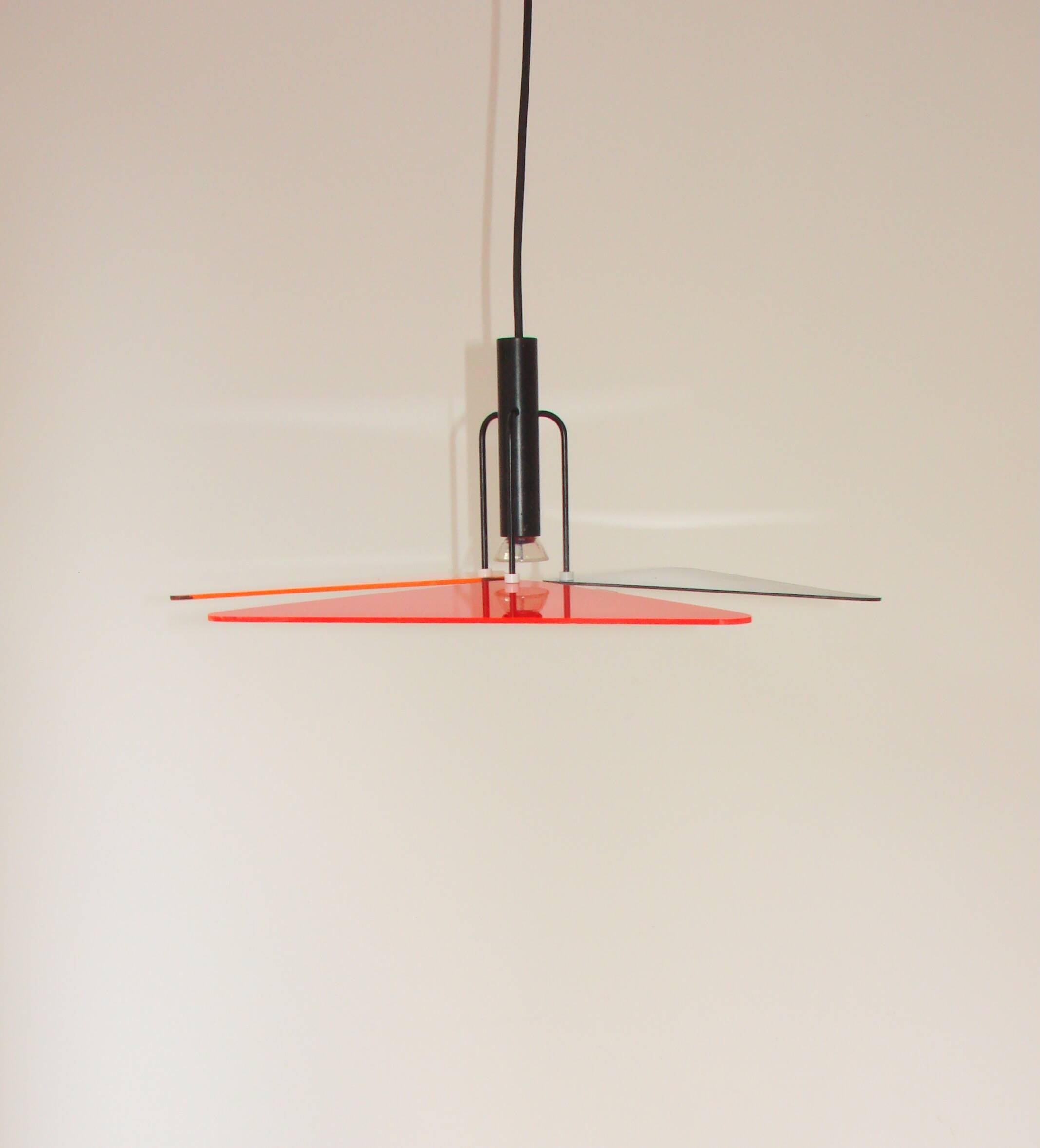 A colourful postmodern pendant light, 1990s.