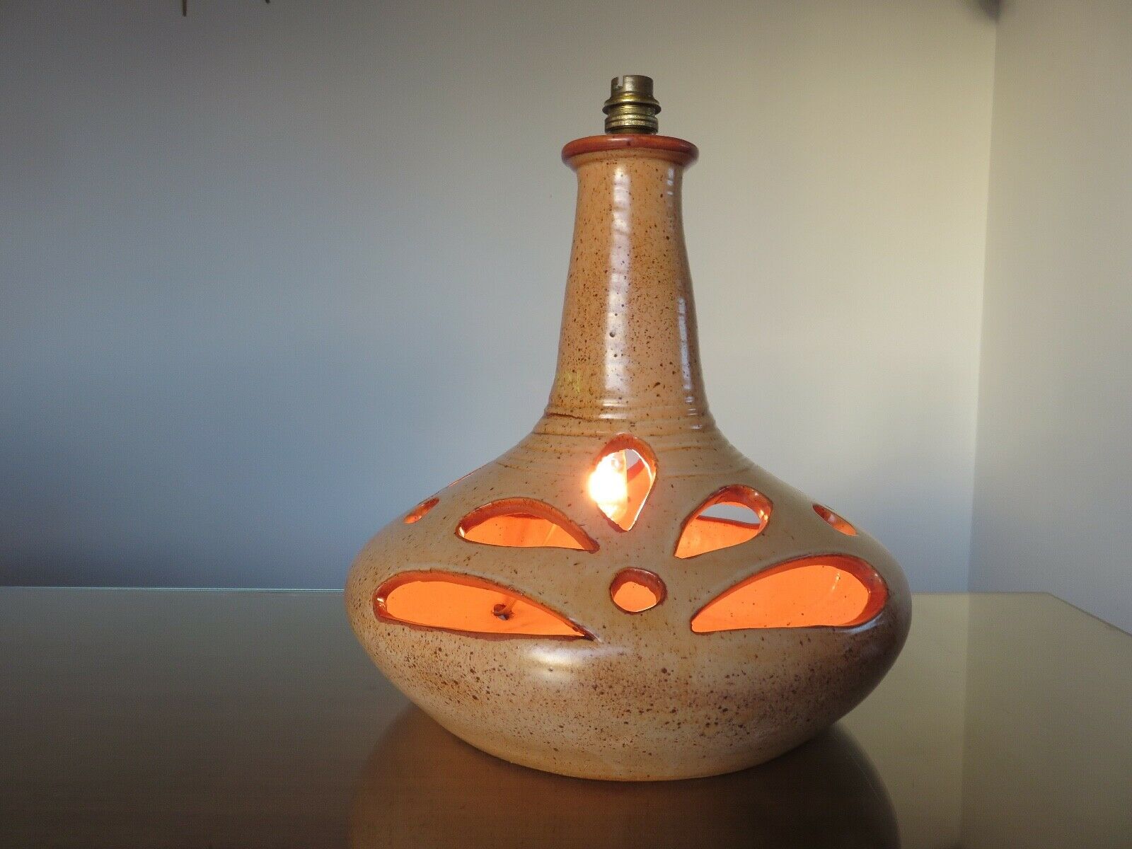 Ceramic lamp foot signed double lighting 50 60 years