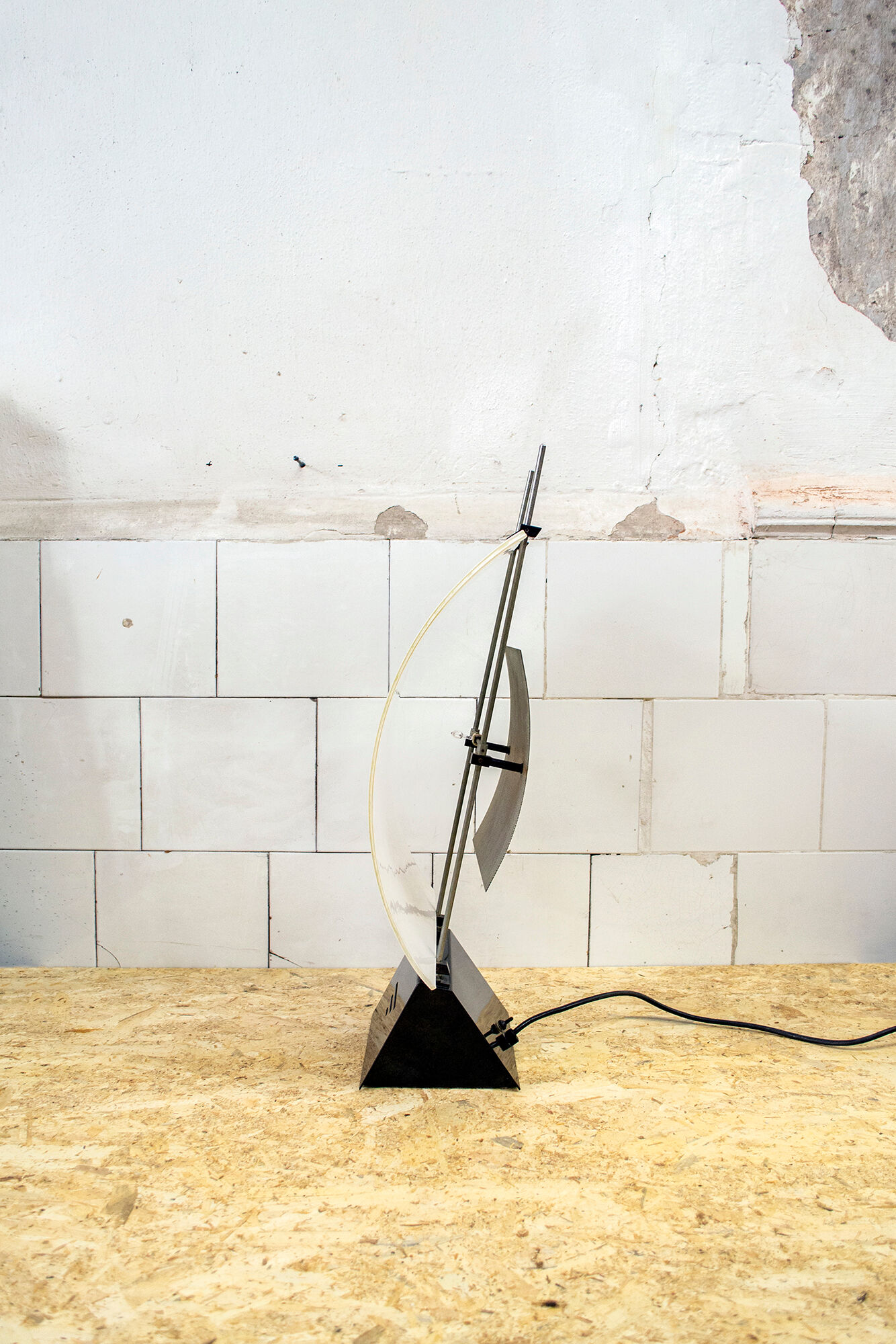 Murano metal and Murano glass table lamp by Alox Italia Anni '80