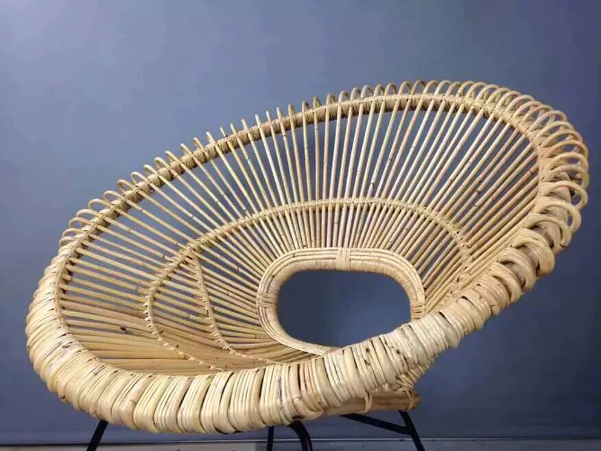 Rattan and metal armchair