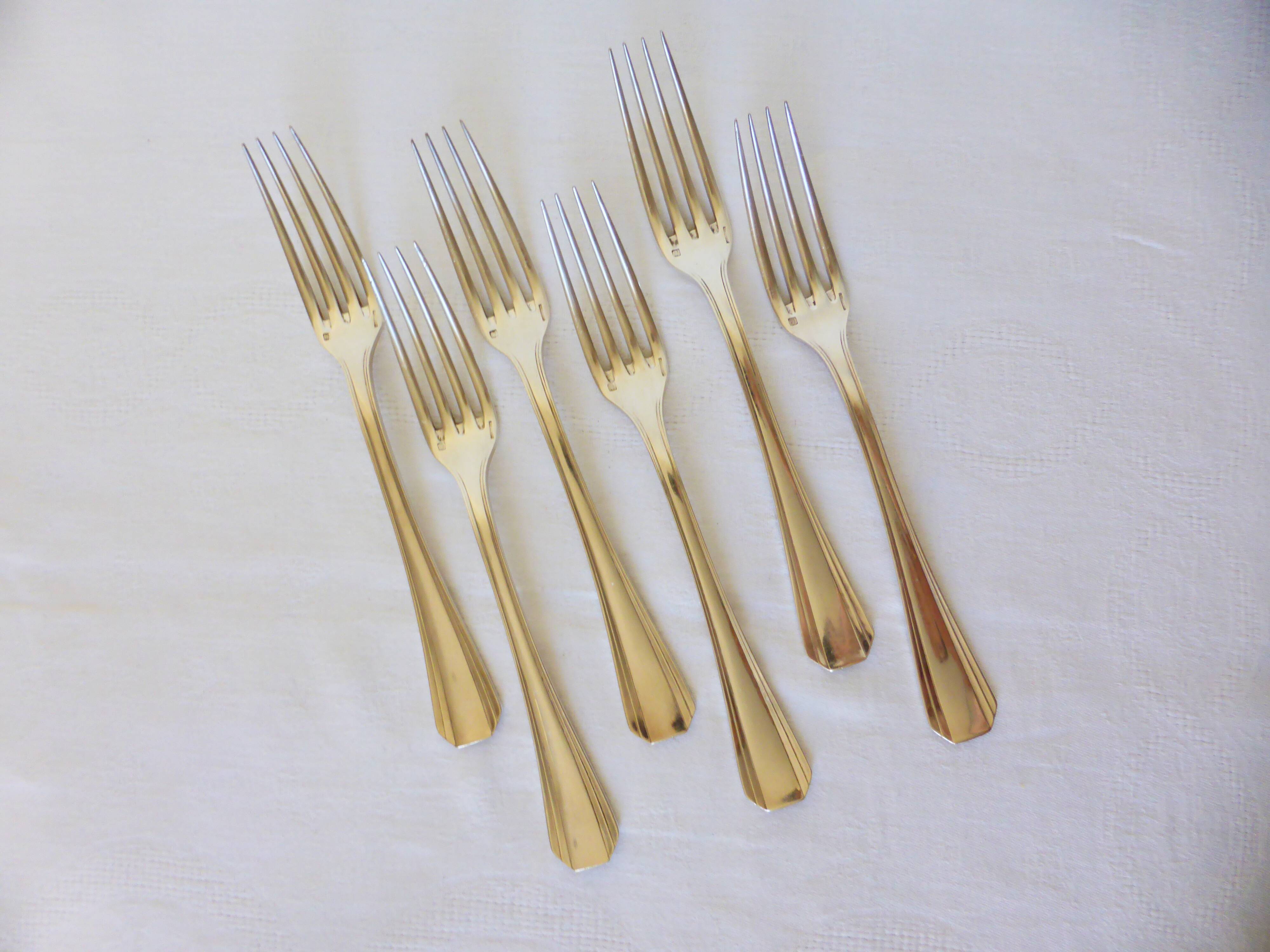 6 Christofle art deco style silver plated forks