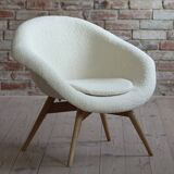 Mid Century Modern Lounge Chair, Czech Republic, 1950s, French Boucle Fabric