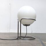 Vintage globe floor lamp in glass and chrome from the space age.