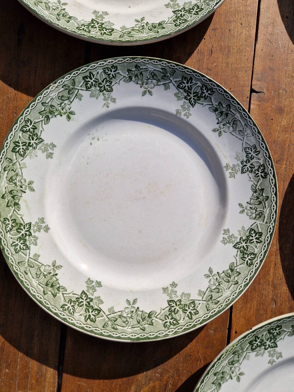 Set of 7 Flat Plates, Summer Model, Terre De Fer, Saint Amand