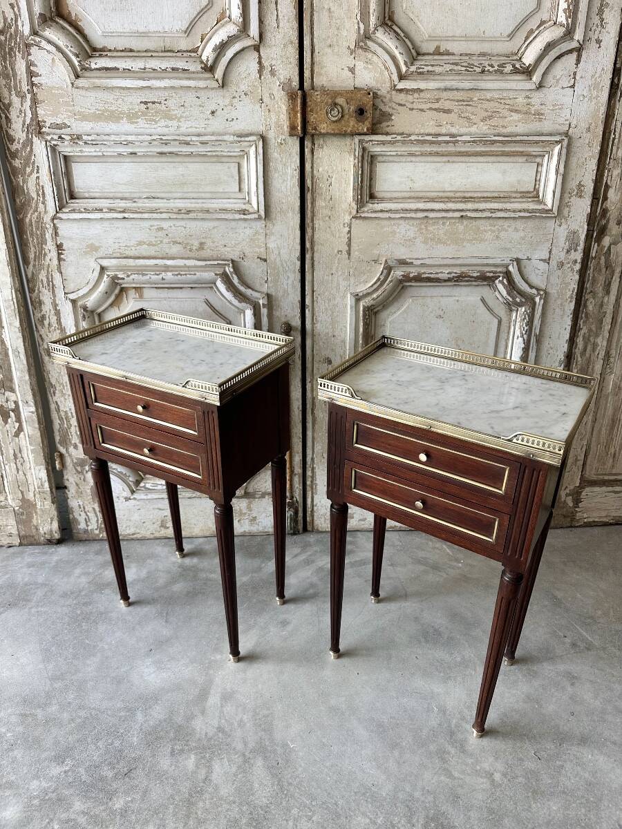 Pair of Louis XVI style bedside tables