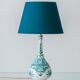 Vintage Royal Delft Ceramic Table Lamp, Rare Teal Delvert Glaze, New Lampshade