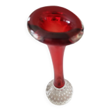 Soliflore vase aseda suede 1970s bones model - calibrated bubbles - ruby color