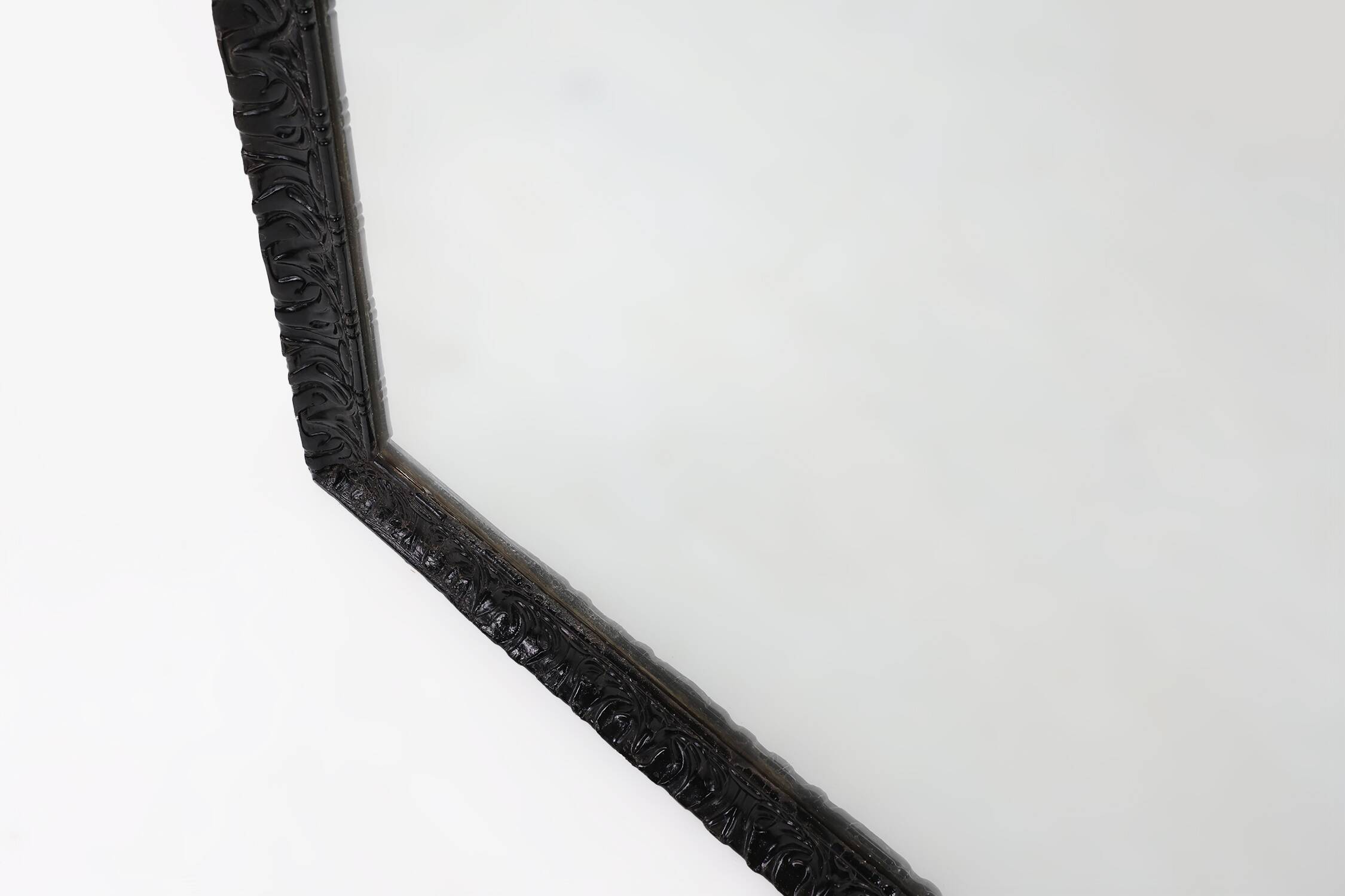 Baroque black large oak fireplace mirror, France ca. 1850