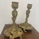 Pair of Louis XV style gilt bronze candlesticks