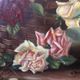 Large antique painting with roses – Oil on canvas from the 1900s – 40 x 102 cm – a large decorative format