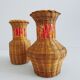 Pair of rattan vases, braided vase 1960
