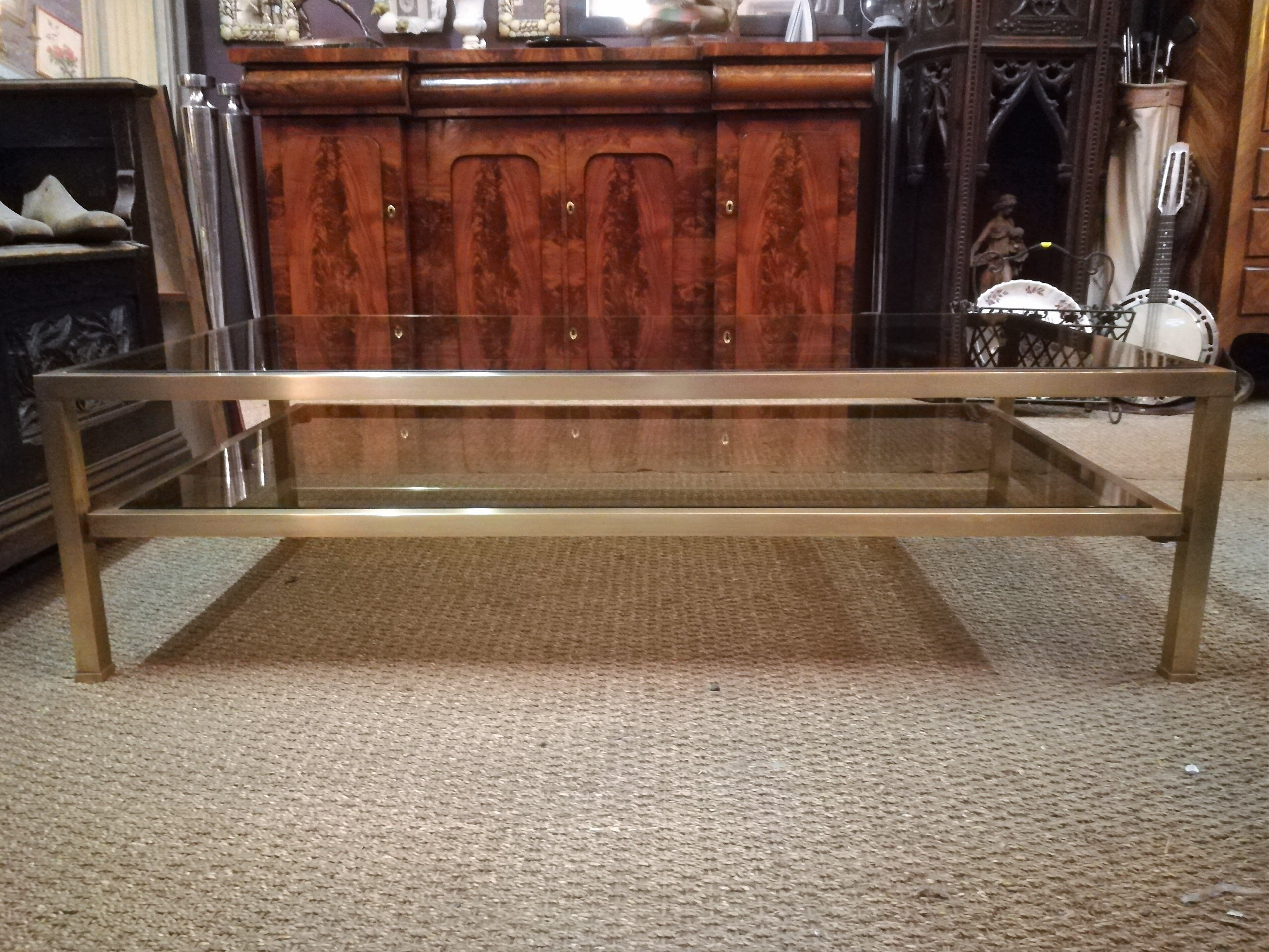 Brass coffee table and smoked glass