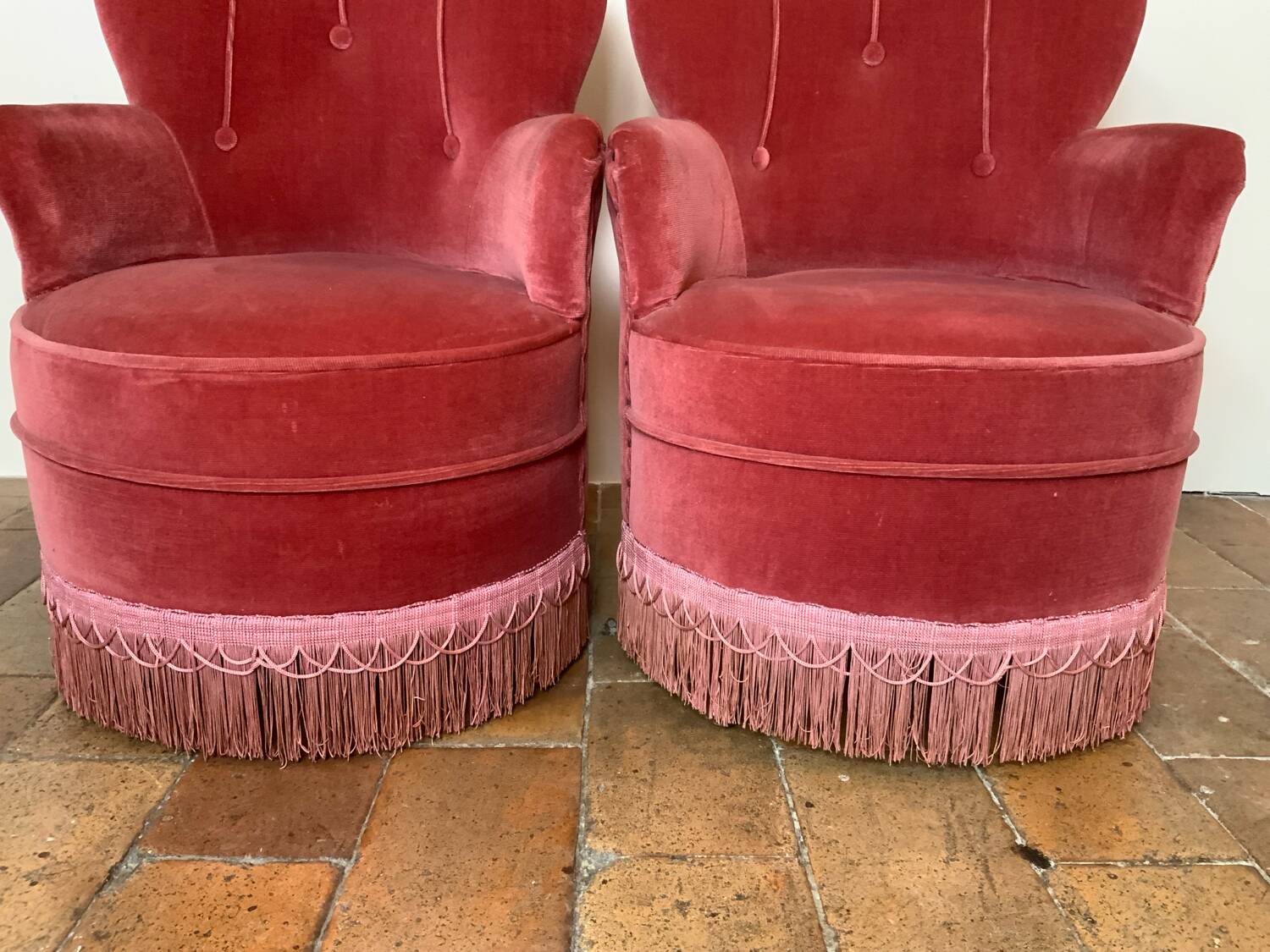 Pair of toadstool armchairs